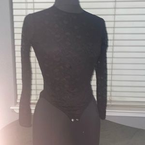 Vintage long sleeve Lace black body suit